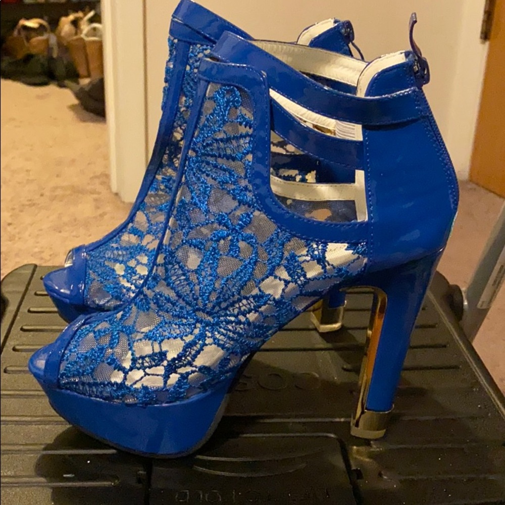 Blue and Gold platform Booties!